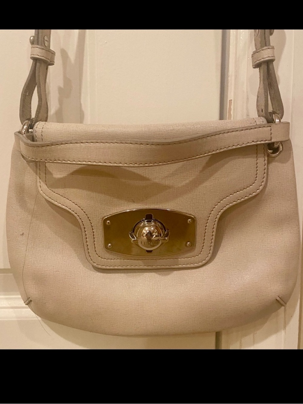 Furla Cream Crossbody Bag with Silver Accent